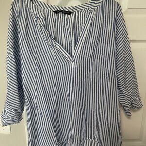 Zara Blue and White Striped Top